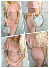 Pink Faux Suede Backless Party dress