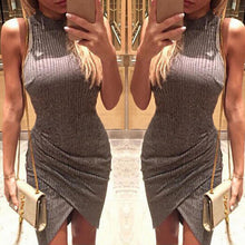 Gray Sleeveless Knitted Casual/Party Dress