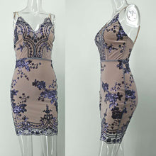 V-neck Backless Sequins Dress