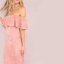 Pink Faux Suede Backless Party dress
