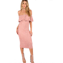 Pink Faux Suede Backless Party dress