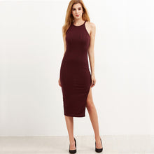 Bodycon Cami Side Slit Ribbed Midi Dress