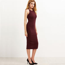 Bodycon Cami Side Slit Ribbed Midi Dress
