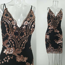 V-neck Backless Sequins Dress