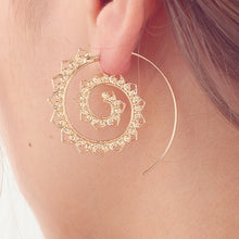 VAROLEV Ornate Swirl Hoop Gypsy Indian Tribal Ethnic Earrings Boho Earrings for Women Jewelry 4198