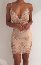 V-neck Backless Sequins Dress